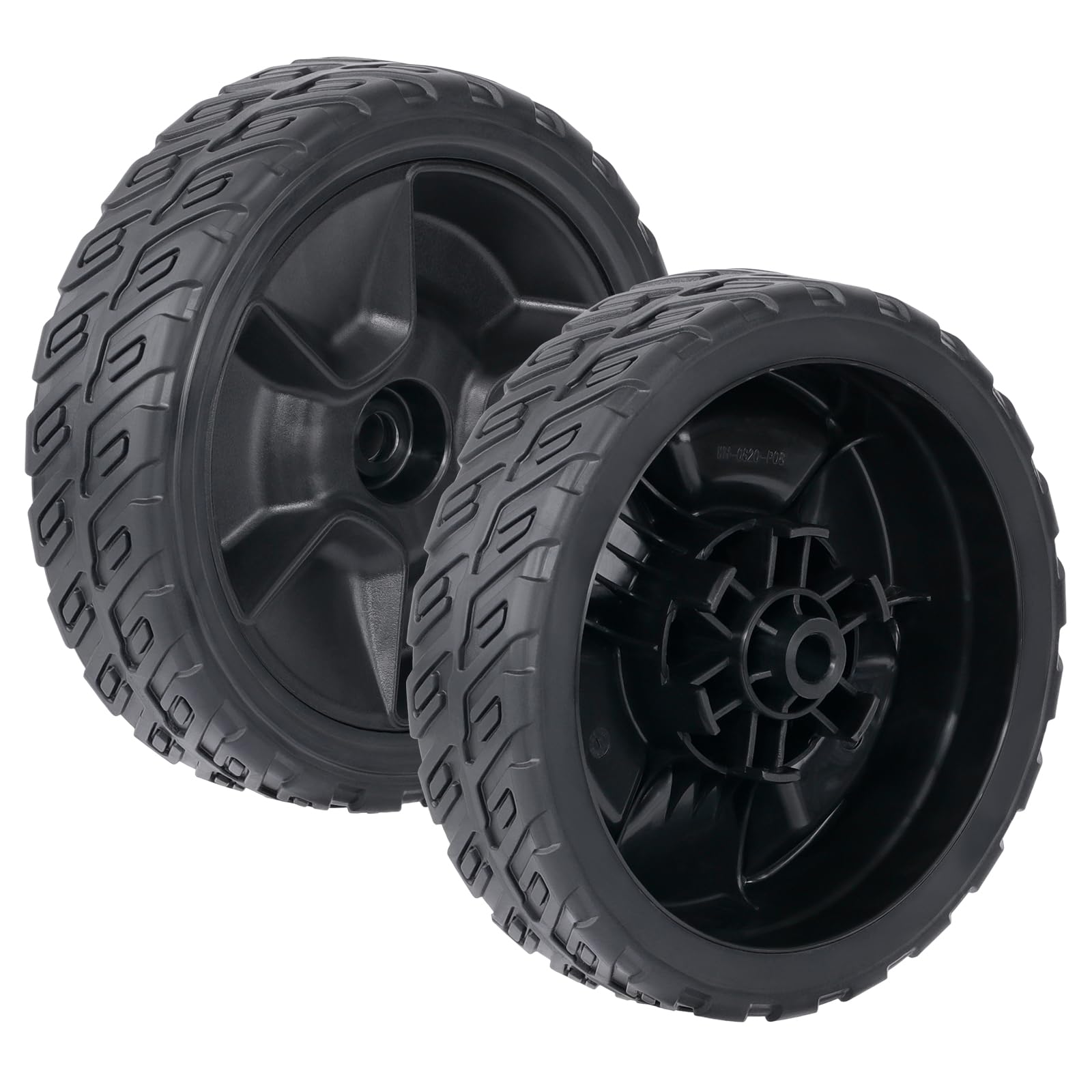 CheeMuii 8 inch lawn mower front wheels set, black, front view