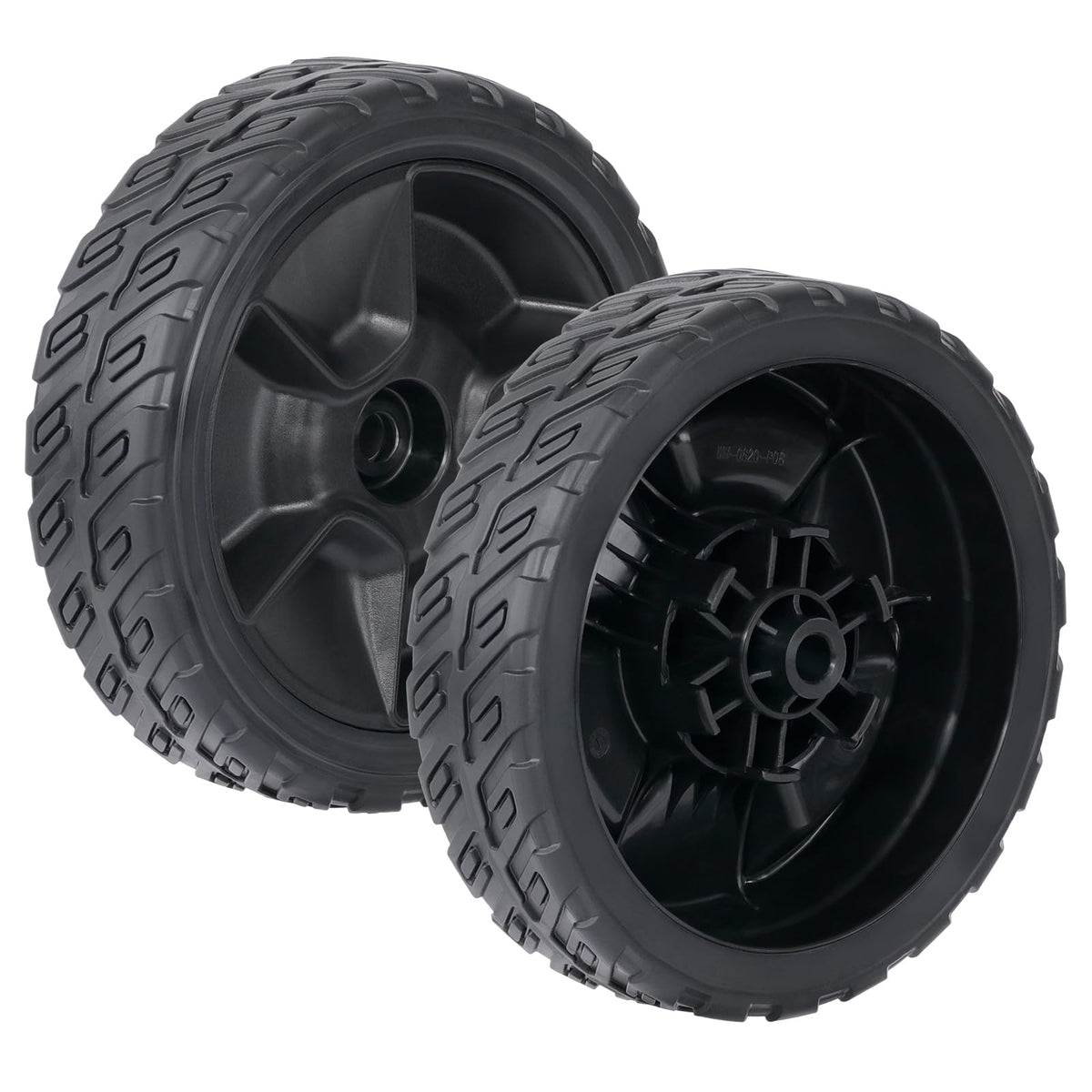 CheeMuii 8 inch lawn mower front wheels set, black, front view