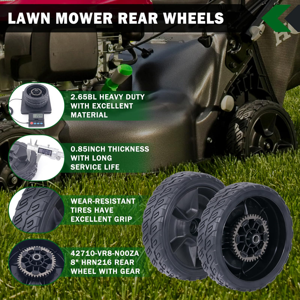 CheeMuii 8 inch lawn mower rear wheels side view