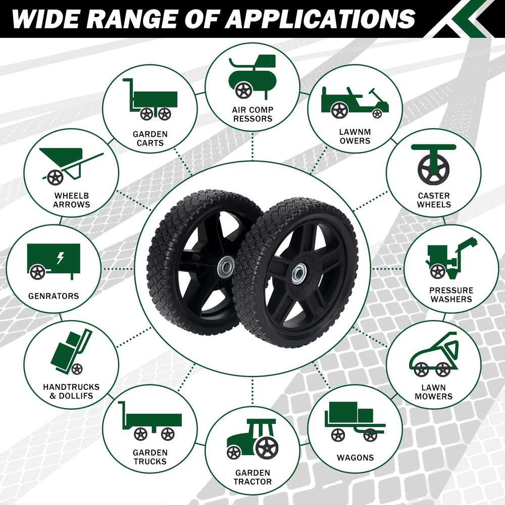 CheeMuii 8-inch lawn mower wheels in packaging