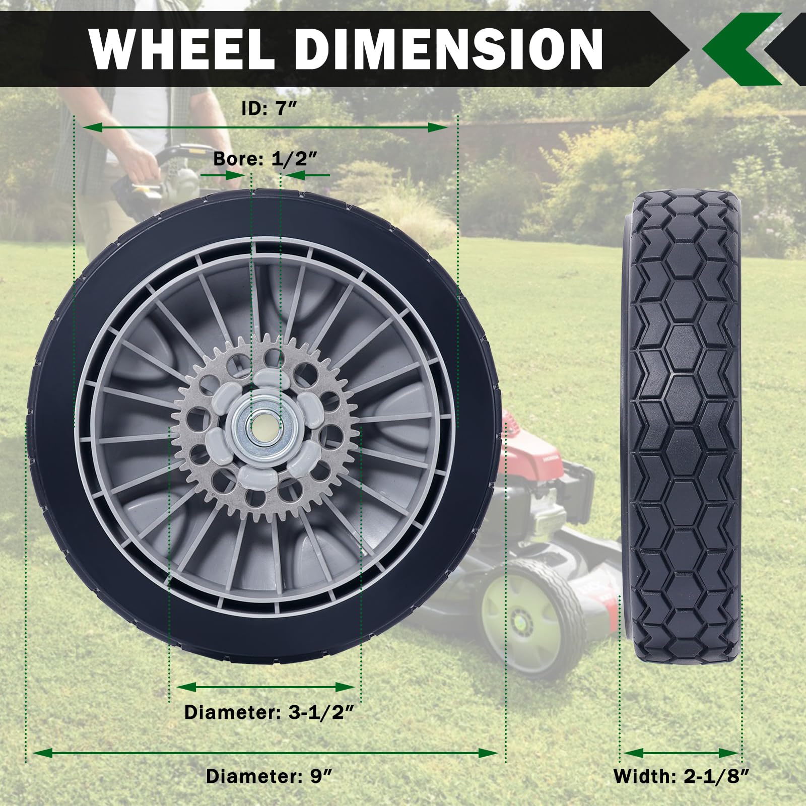 CheeMuii 9-inch HRX217 lawn mower wheels installation