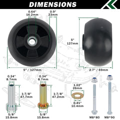 CheeMuii Lawn Mower Deck Wheels with included bolts and bushings