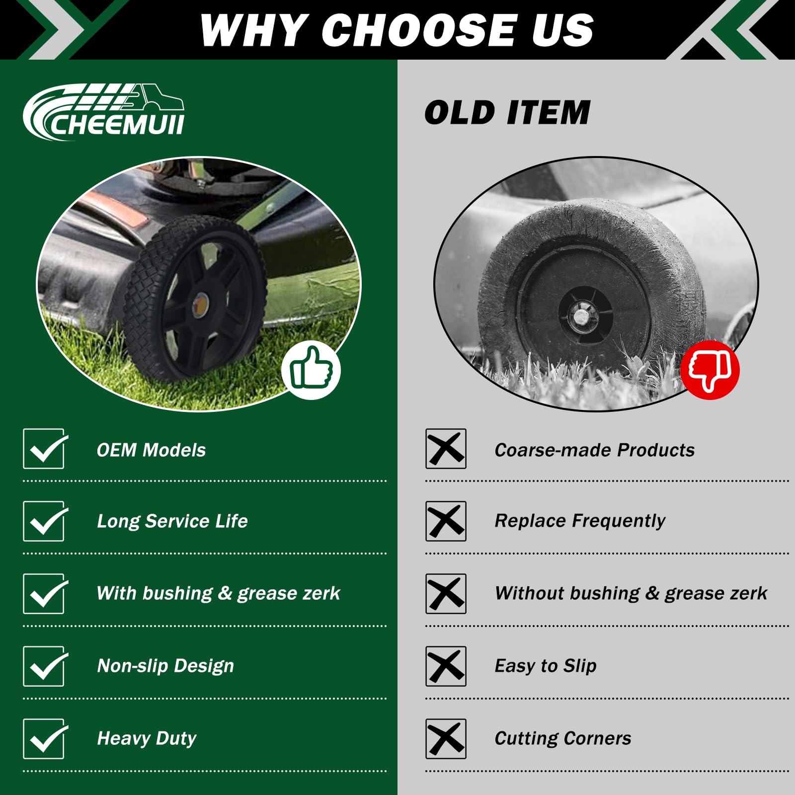 CheeMuii lawn mower wheel side view