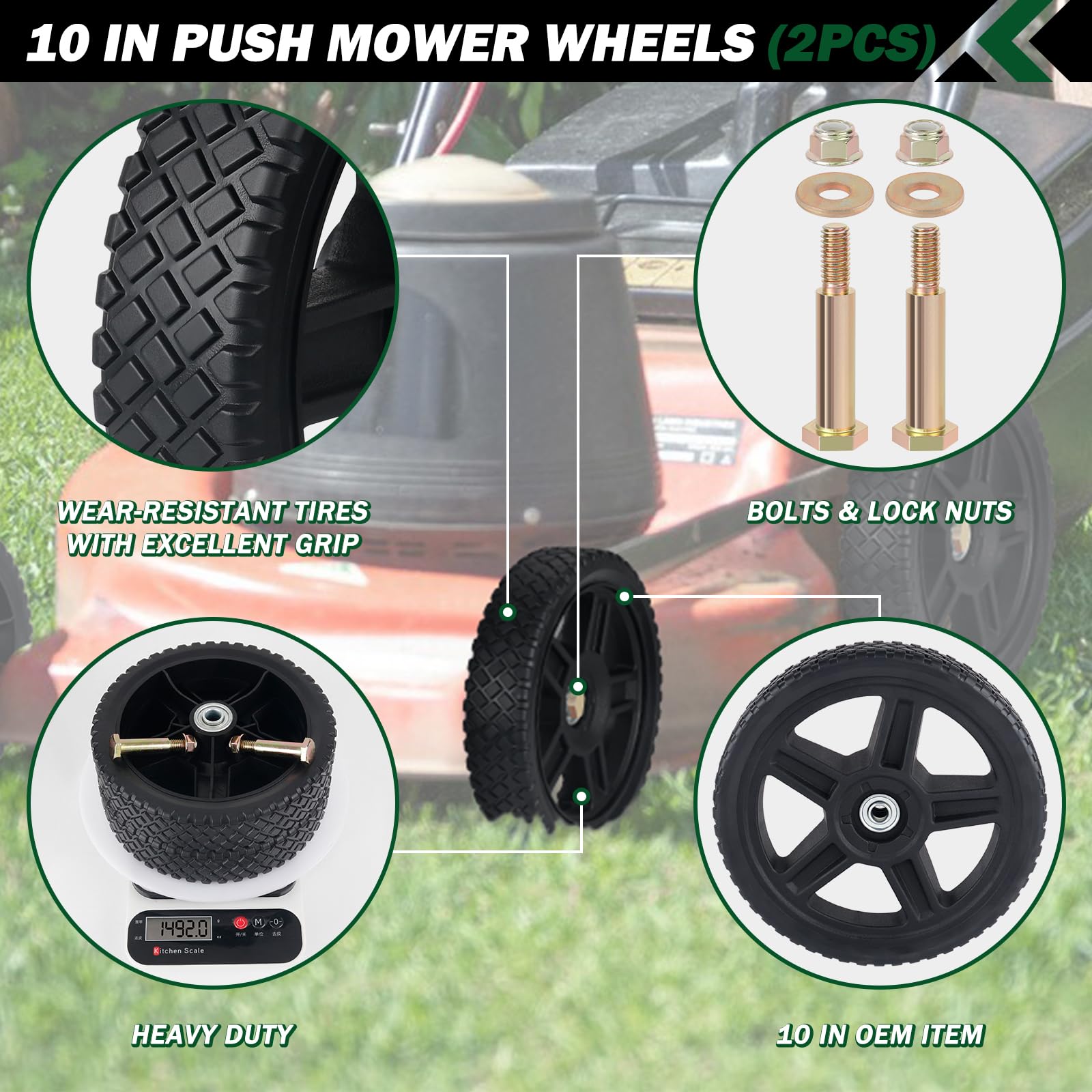 CheeMuii lawn mower wheel with bolt and nut