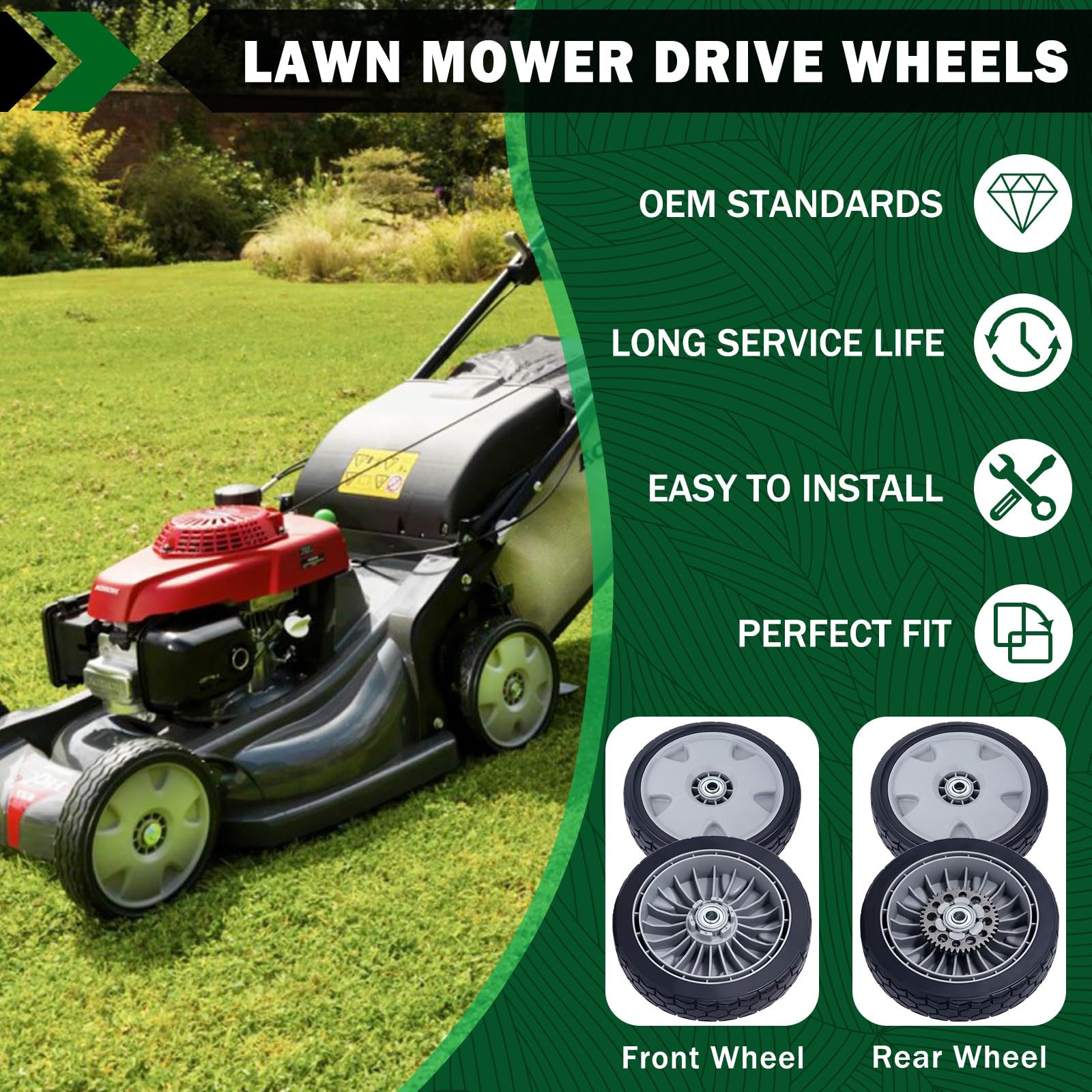 CheeMuii package of 4 lawn mower wheels