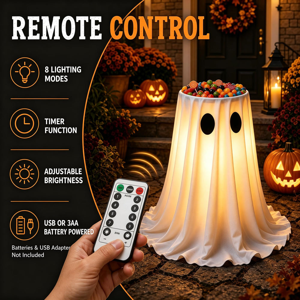 CheerBloom 30-inch ghost candy bowl stand outdoors