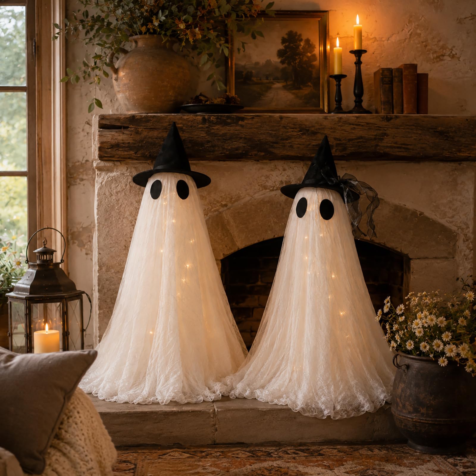 CheerBloom glowing ghost decorations in living room setting