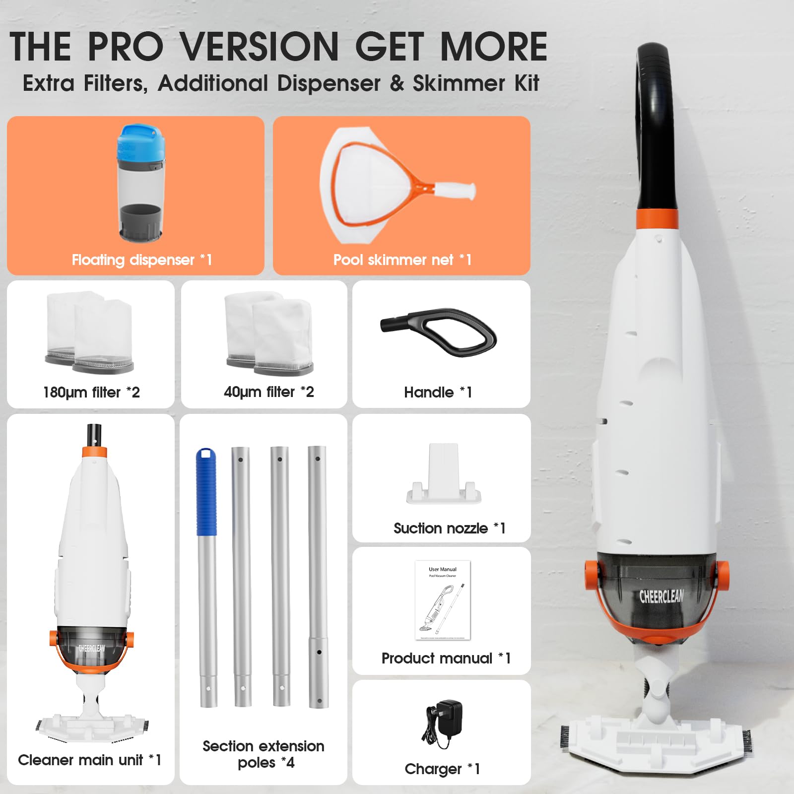 Cheerclean cordless vacuum with all accessories included