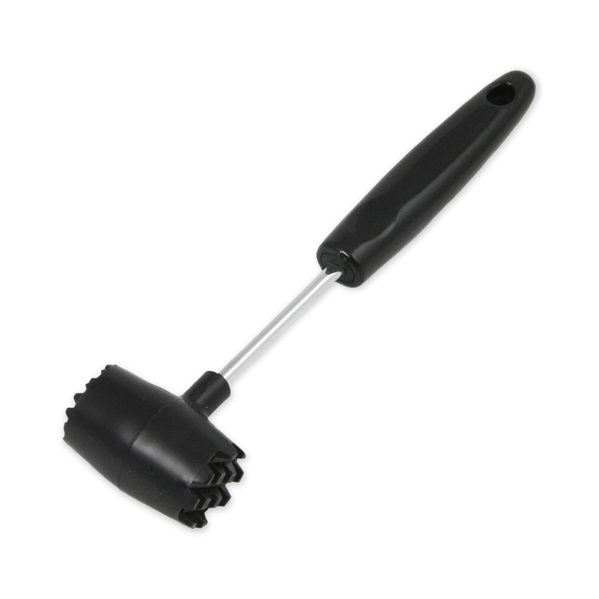 Chef Craft Meat Tenderizer 9.5 inch front view in stainless steel and black