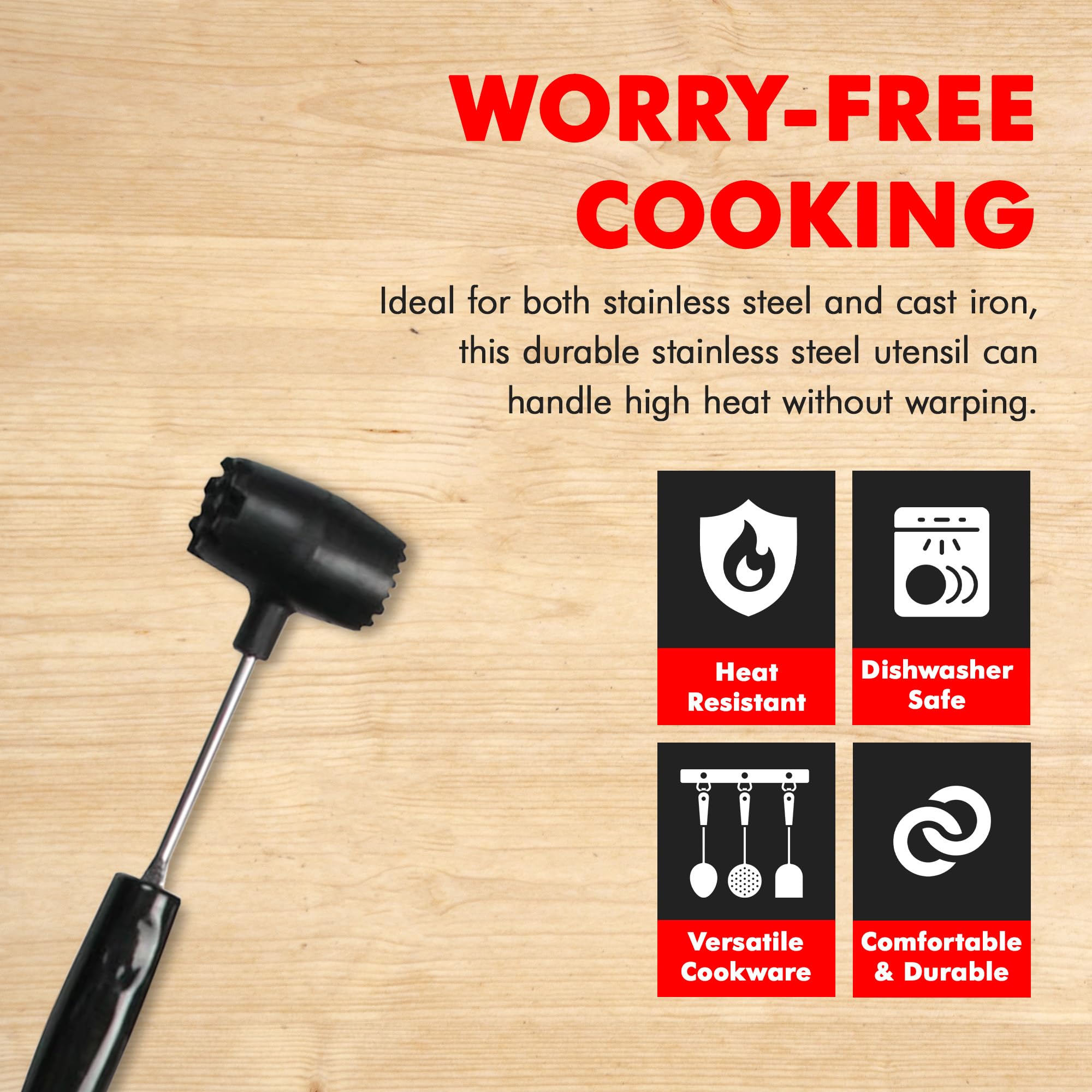 Chef Craft Meat Tenderizer hanging hole for easy storage
