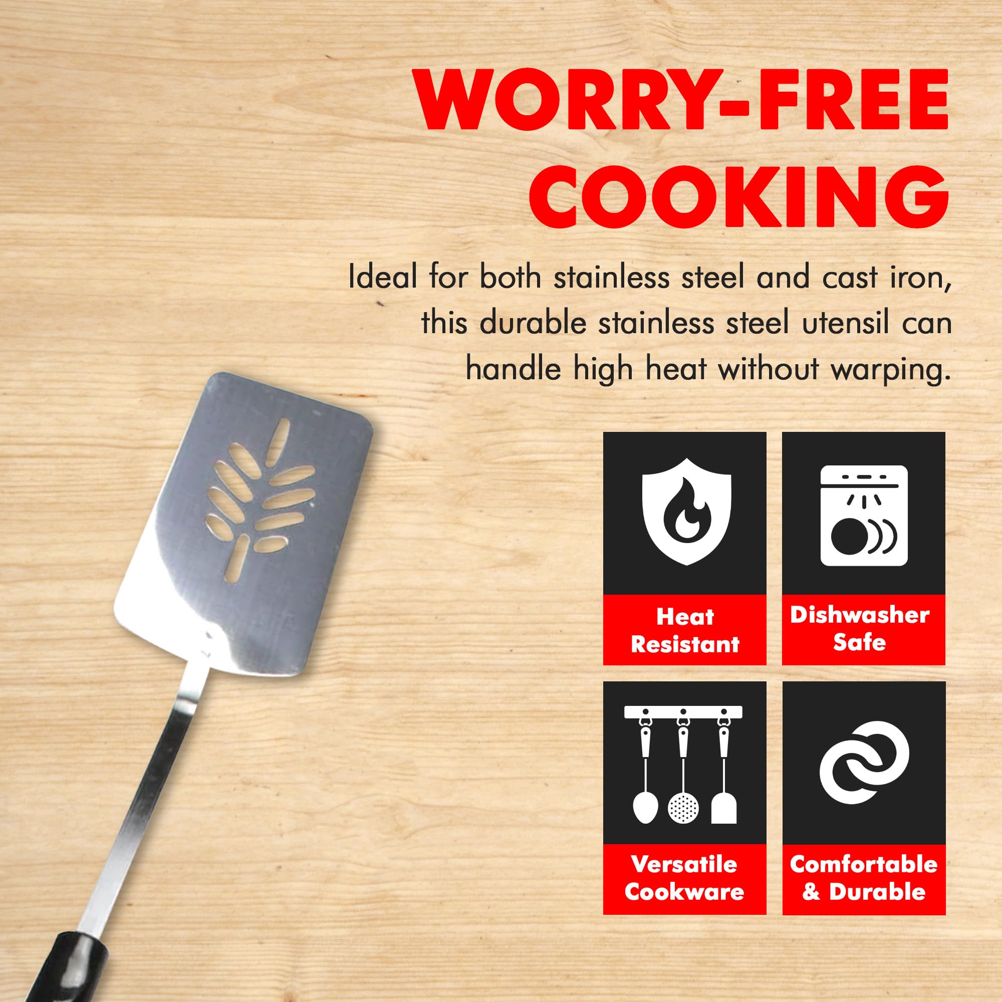 Chef Craft stainless steel turner with ergonomic handle