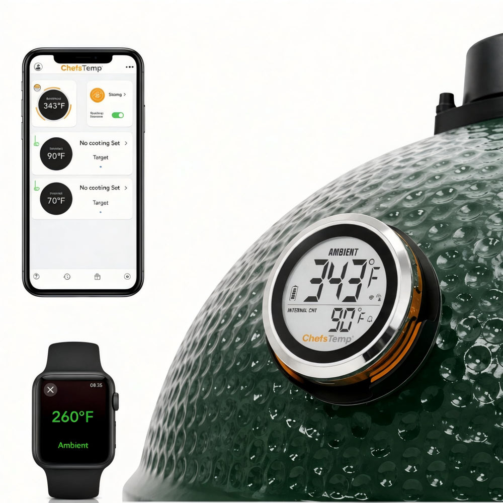 ChefsTemp ProTemp S1 with smart app interface on smartphone
