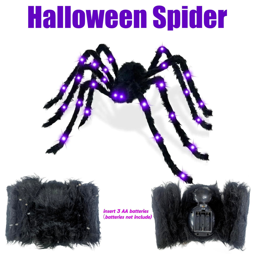 Cherislpy Jumbo Halloween Light Up Spider hanging from the ceiling