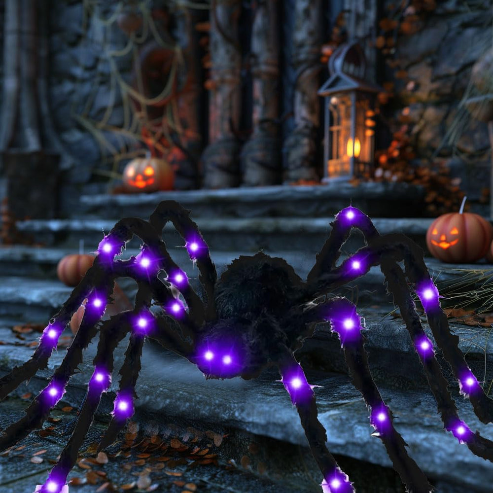 Cherislpy Jumbo Halloween Light Up Spider in a garden setting