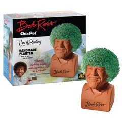 Chia Pet Bob Ross ceramic planter with chia seeds