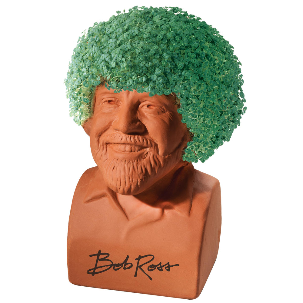 Chia Pet Bob Ross planter with drip tray
