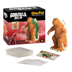 Chia Pet Godzilla planter with green chia sprouts