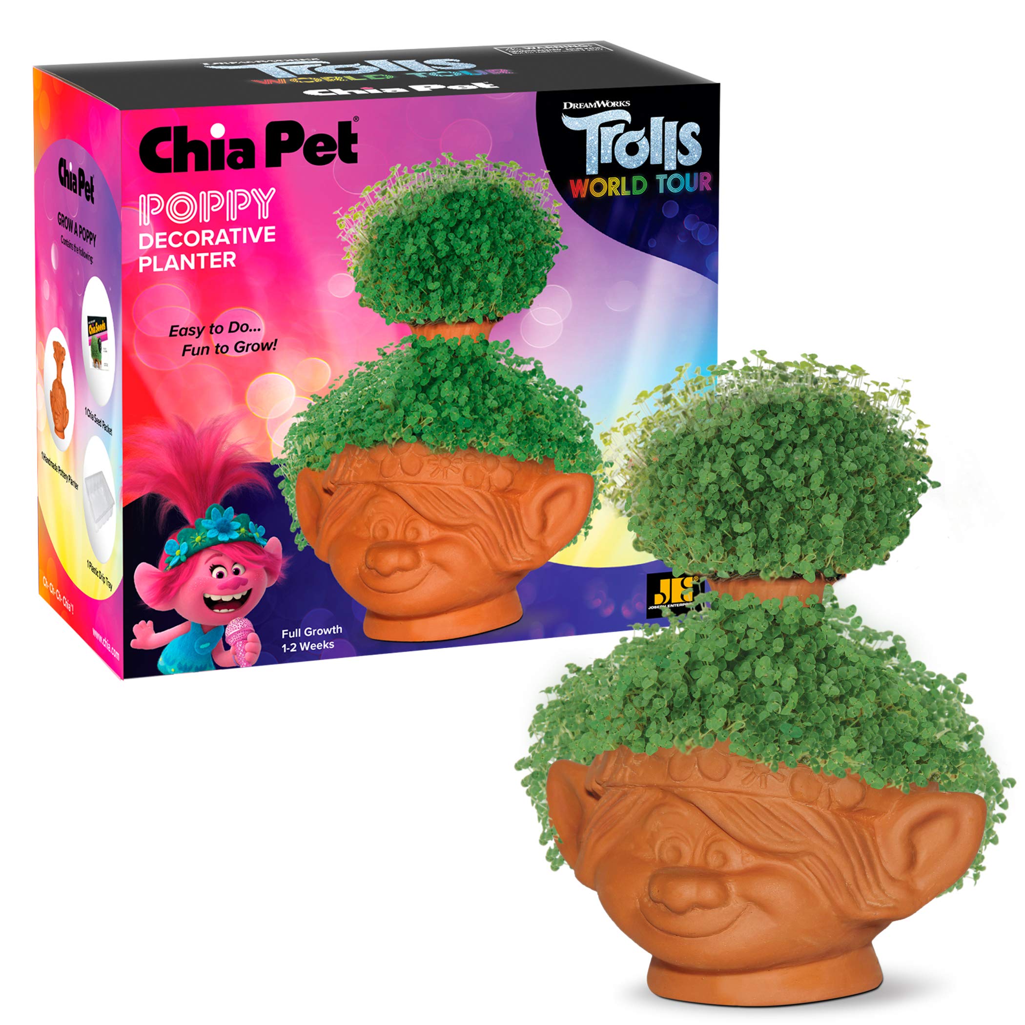 Chia Poppy terracotta planter with seeds and drip tray