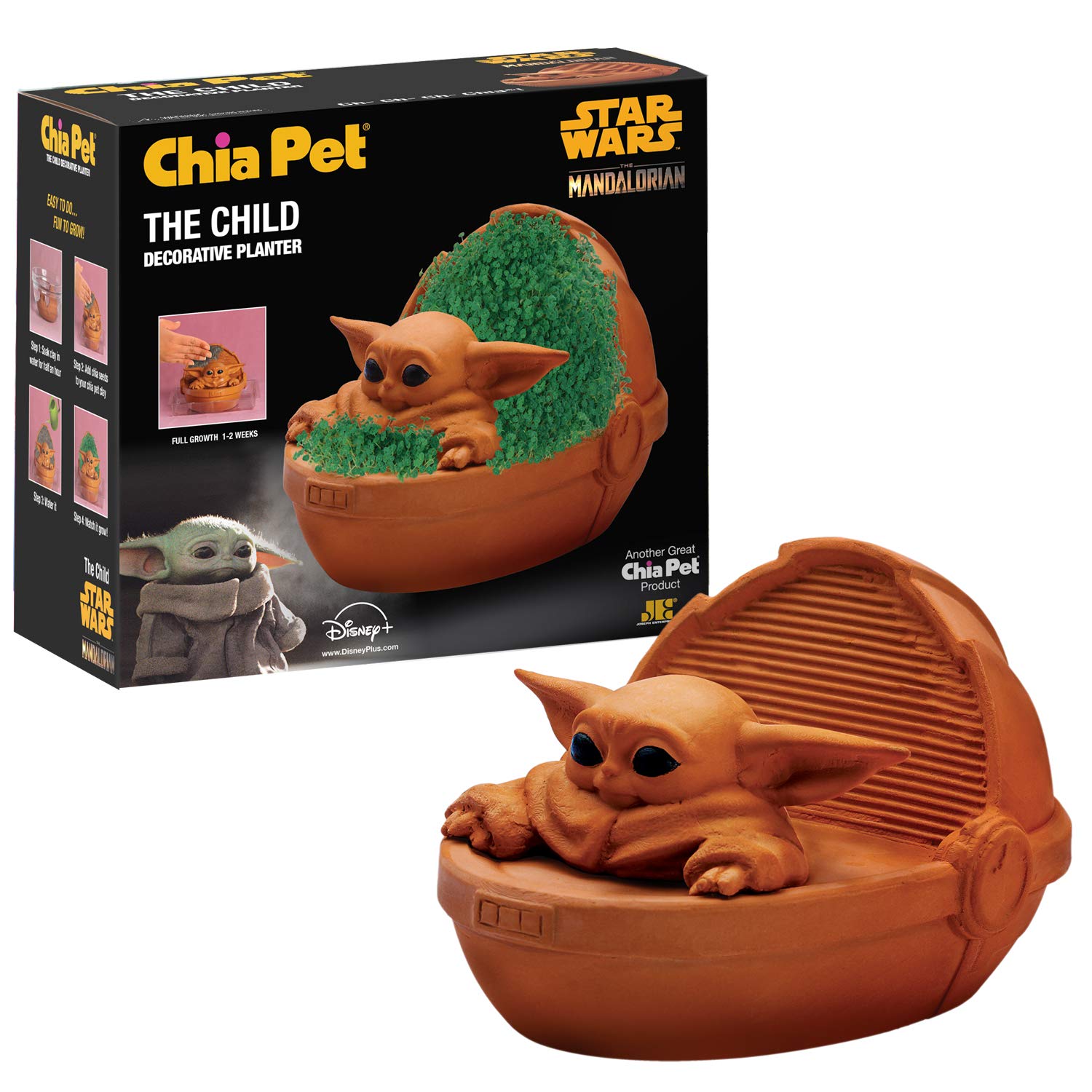 Chia Star Wars Mandalorian The Child planter front view