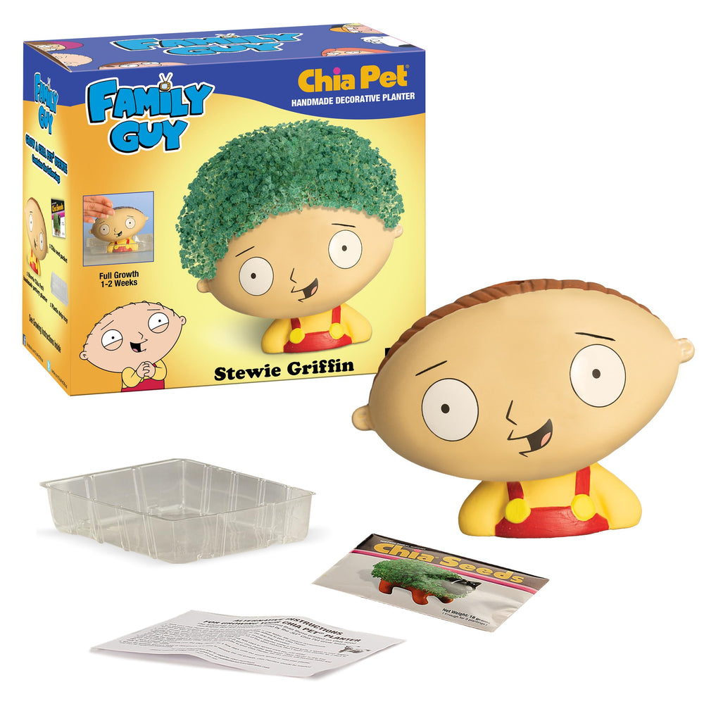 Chia Stewie Chia Pet packaging and instructions