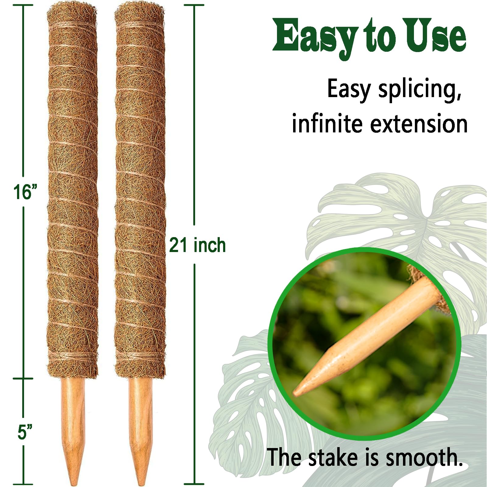 CHIAFFI moss poles stacked for taller plant support