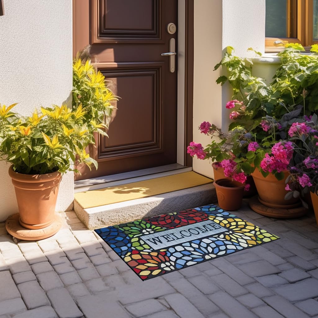 CHICHIC Colorful Welcome Mat in front of door