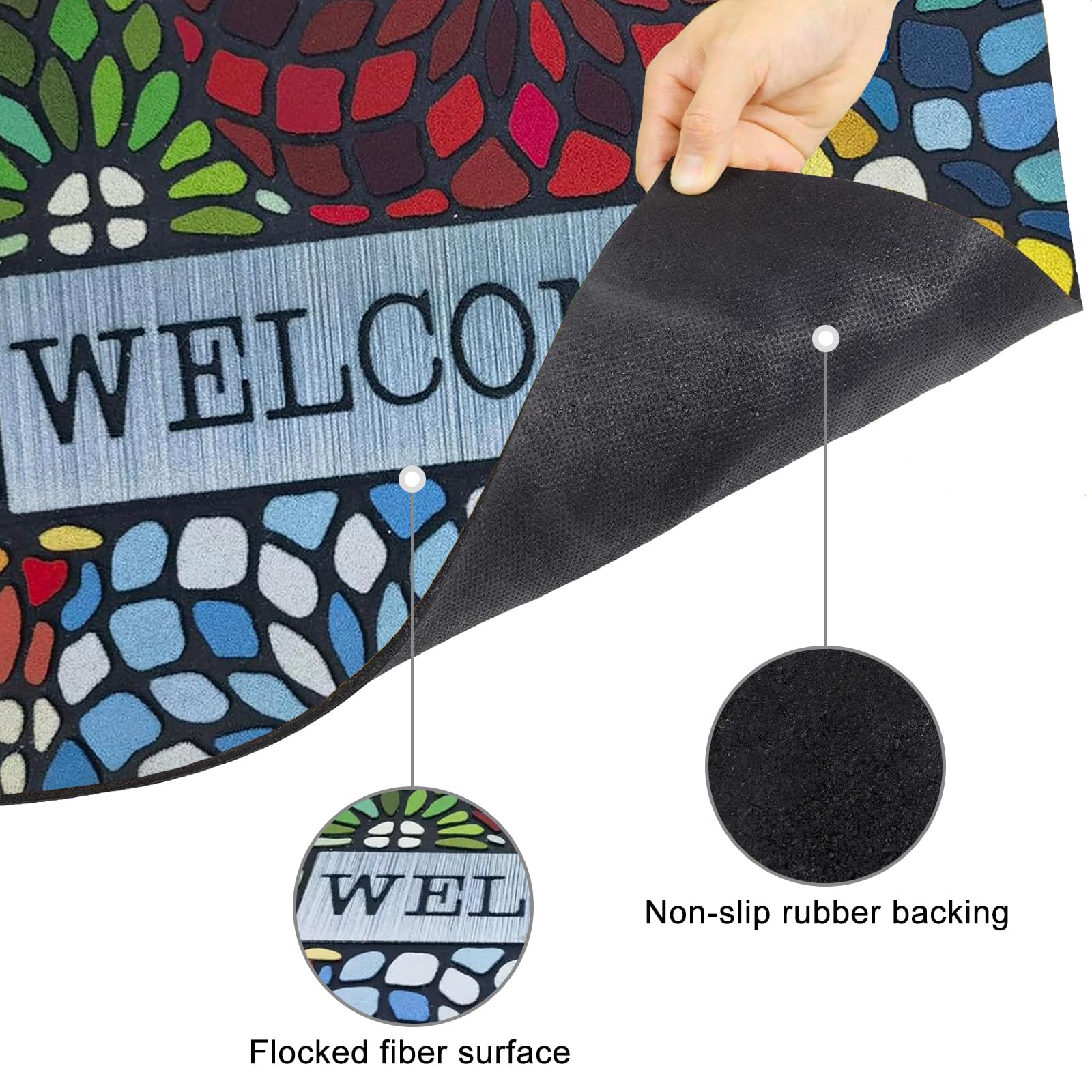 CHICHIC Colorful Welcome Mat in outdoor setting