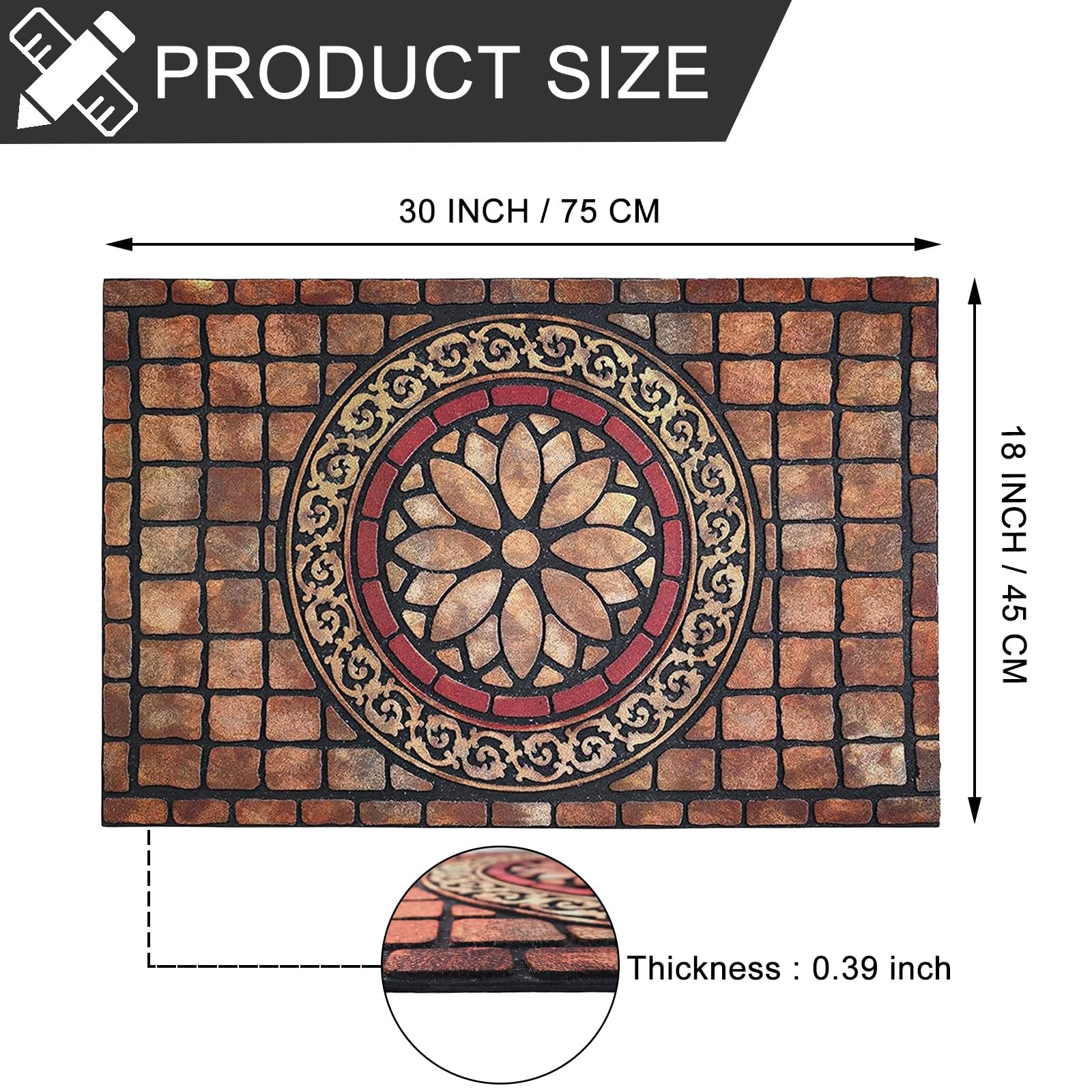 CHICHIC door mat in brick-red colour on patio
