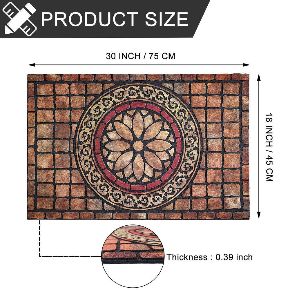 CHICHIC door mat in brick-red colour on patio