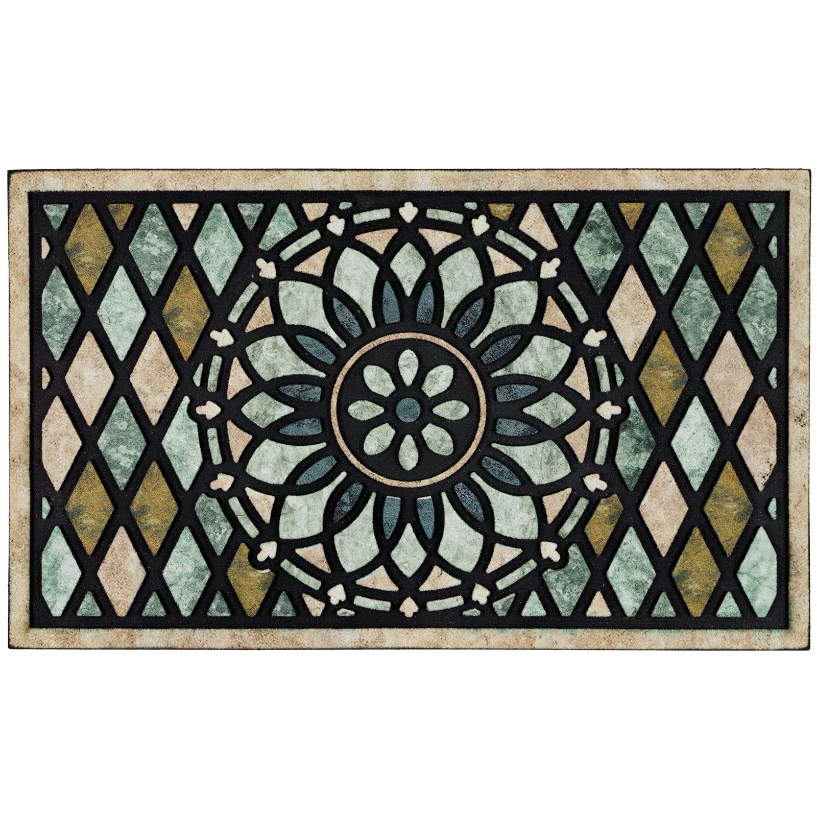 CHICHIC Welcome Door Mat 24x36 inch front view with flower design