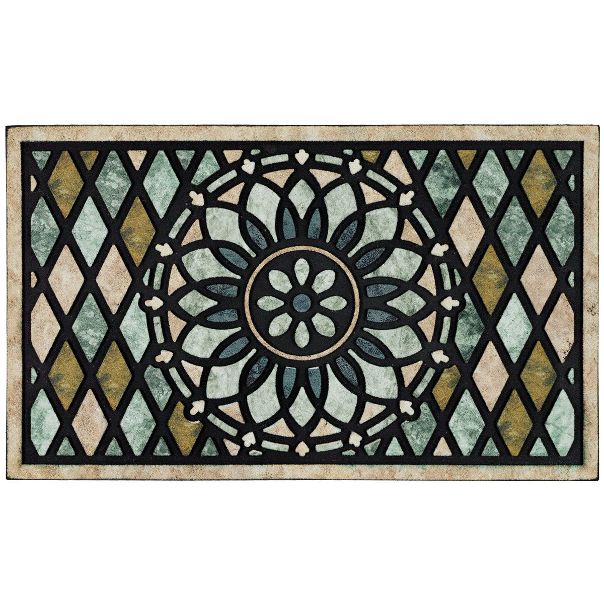 CHICHIC Welcome Door Mat 24x36 inch front view with flower design