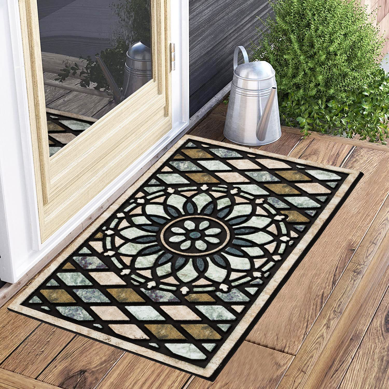 CHICHIC Welcome Door Mat with muddy footprints on it