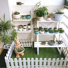 CHICIEVE white plastic picket fence front view