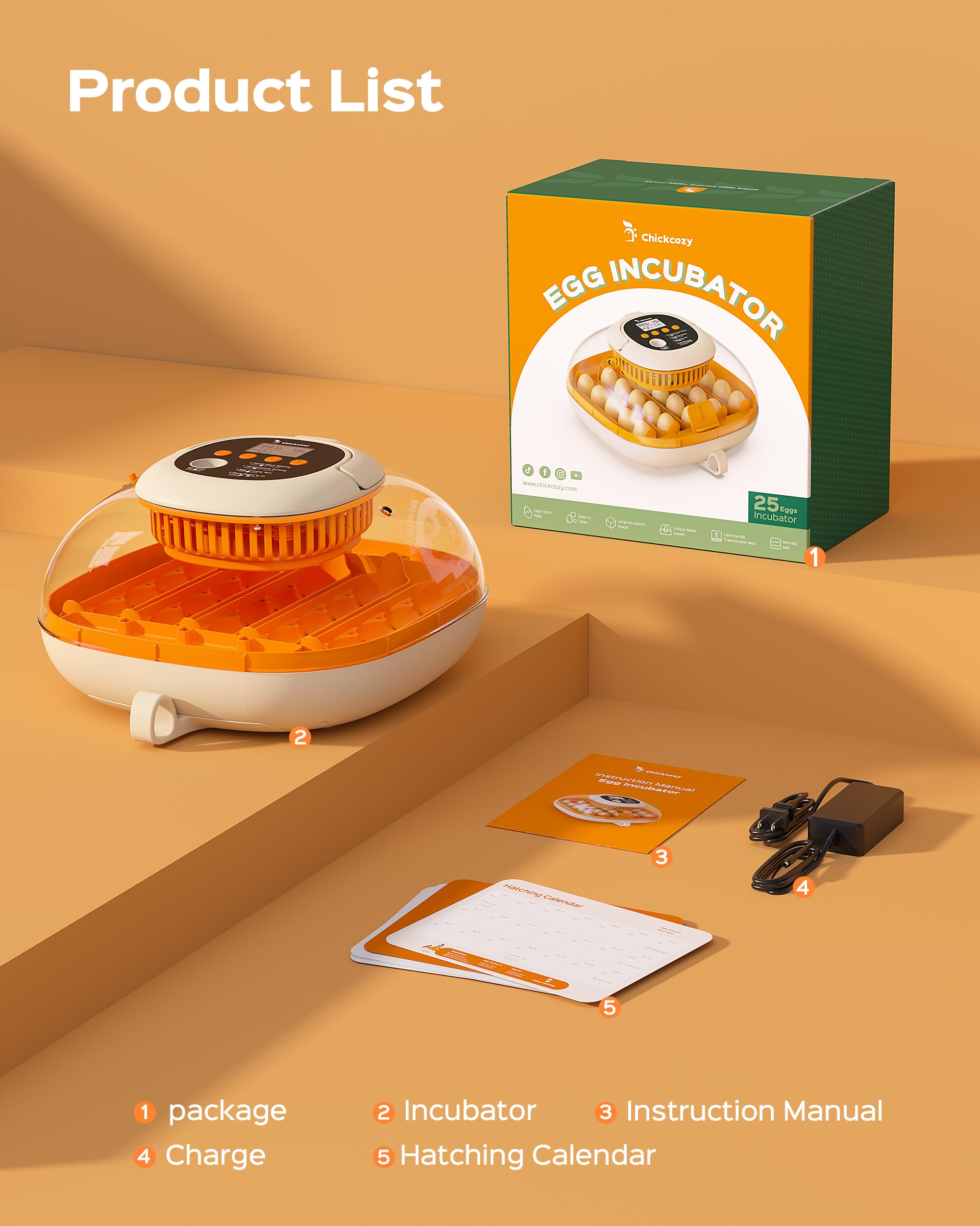 Chickcozy 25 Egg Incubator with clear dome and humidity control features