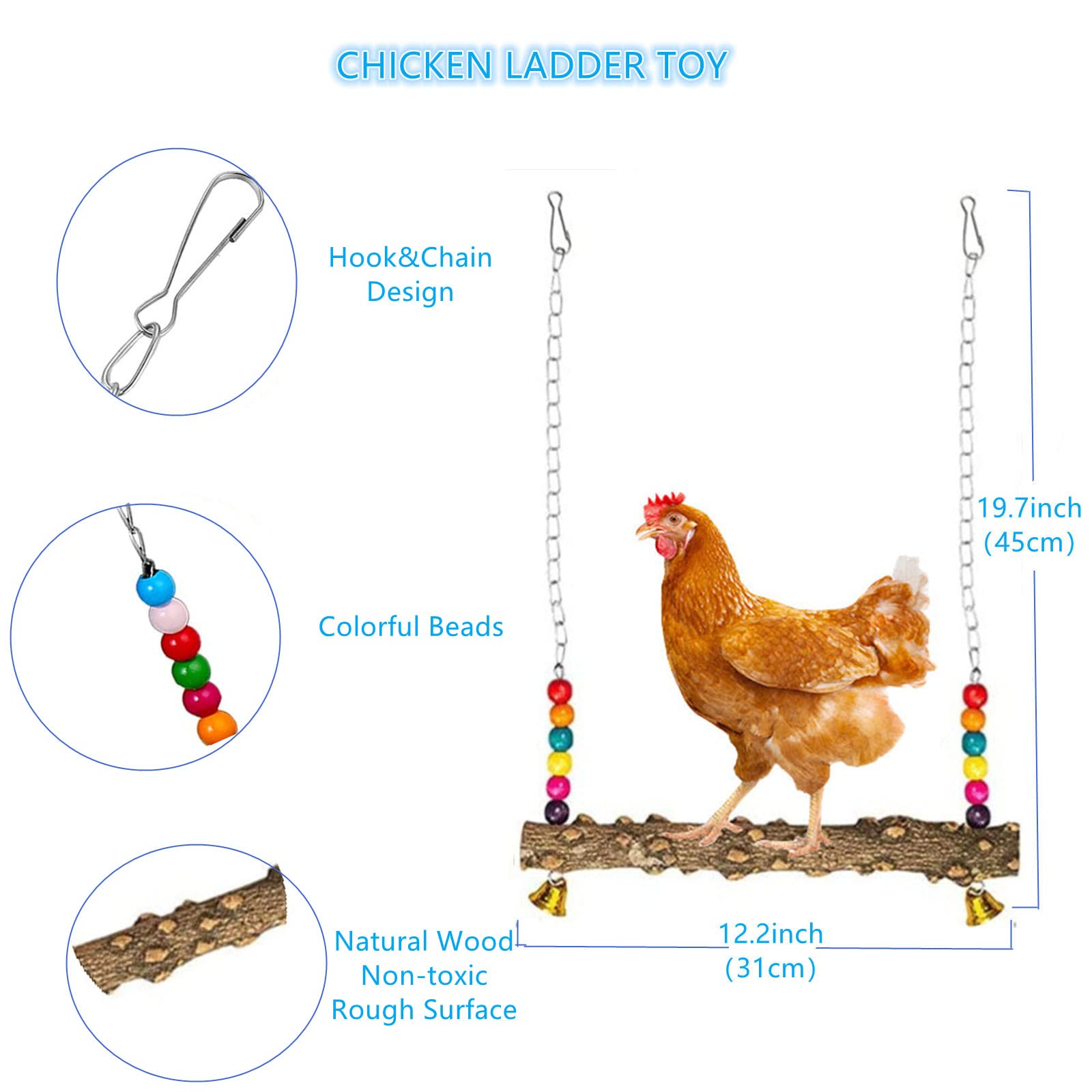 Chicken xylophone made of natural wood base with metal keys