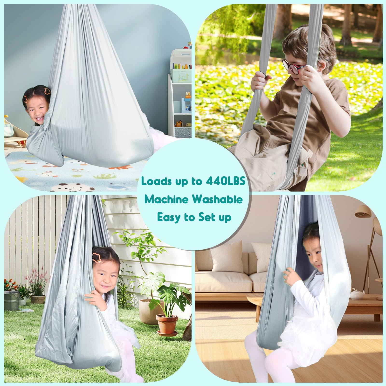 Chihee Sensory Swing close-up on stainless steel fasteners