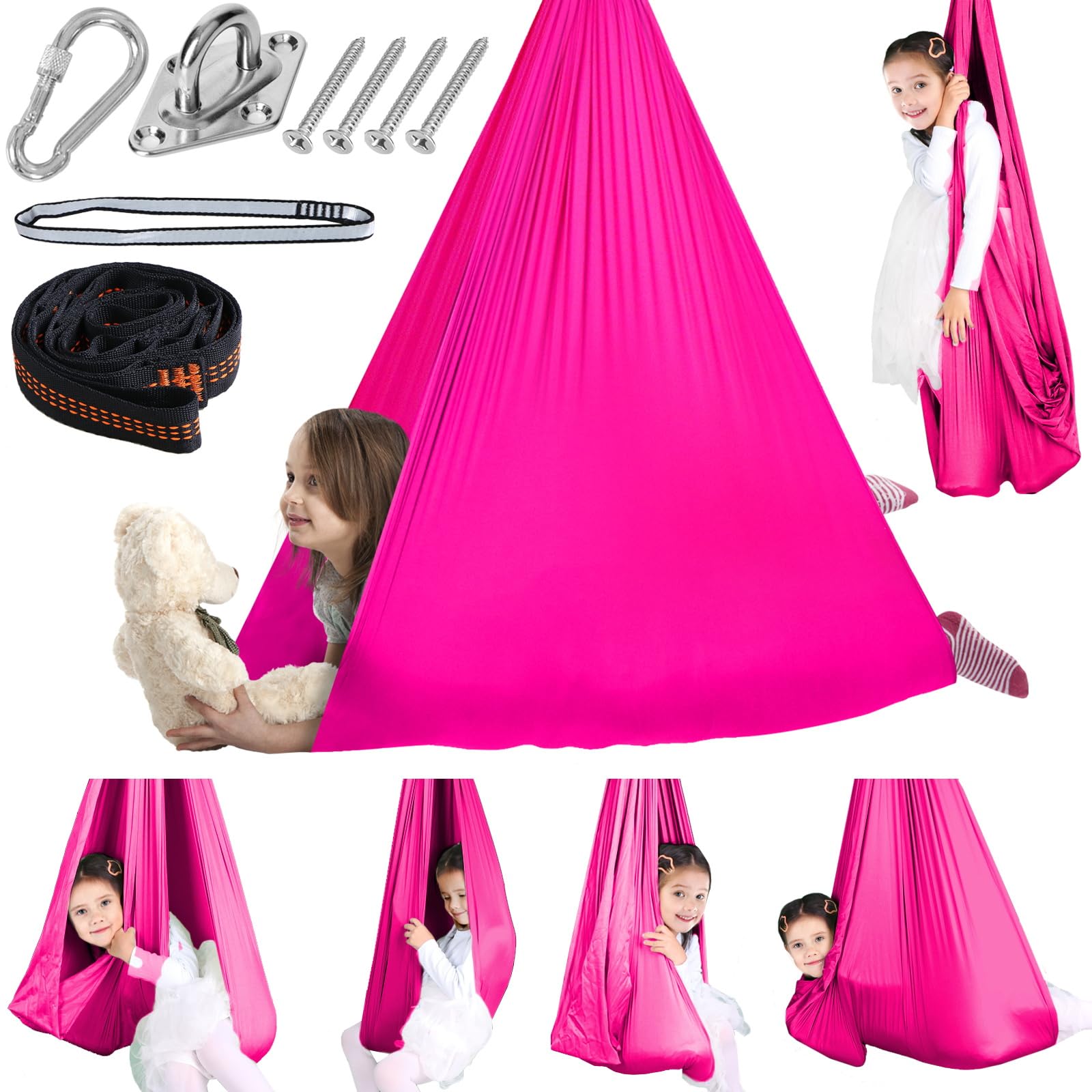 Chihee Sensory Swing for Kids, Dark Pink, front view