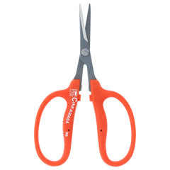 Chikamasa B-500SRF Curved Scissors in packaging showing features