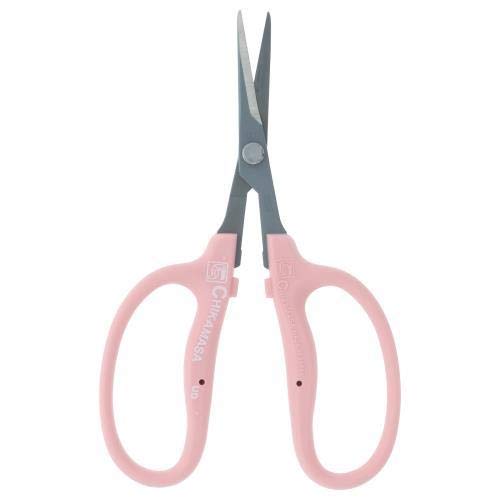 Chikamasa B-500SRFP curved scissors in pink, front view