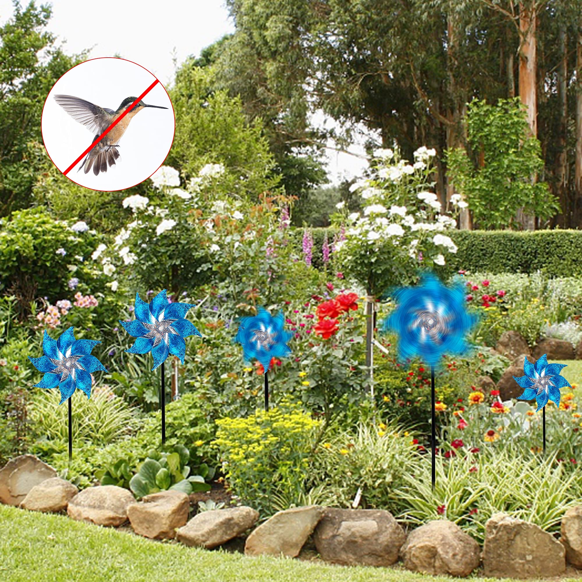 Child playing with Hausse Reflective Pinwheels in the yard