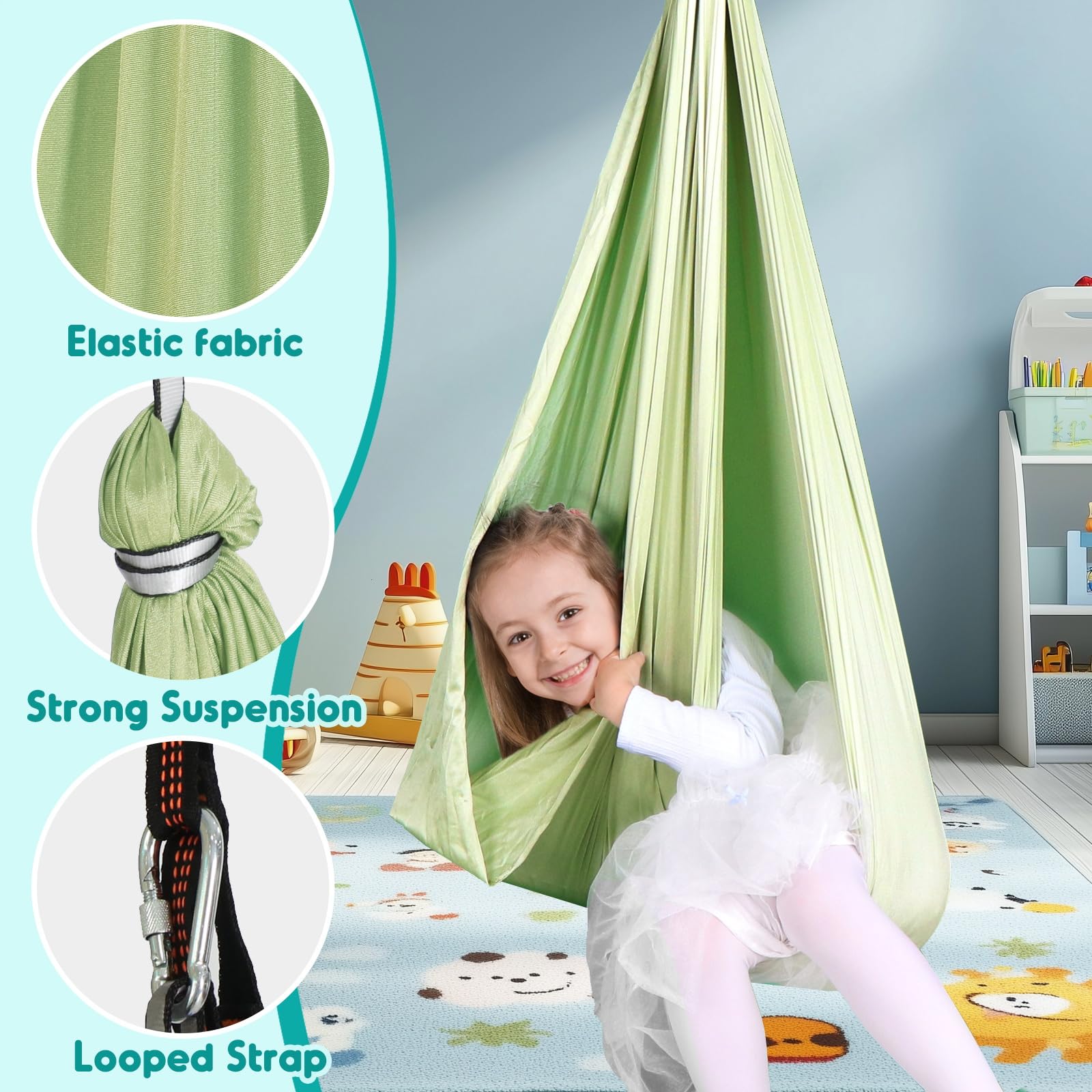 Child using Chihee Sensory Swing outdoors