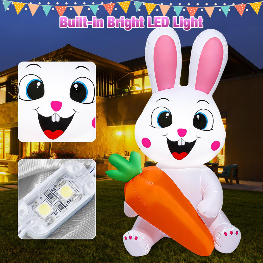 Children posing with Yichuke Easter inflatable decoration