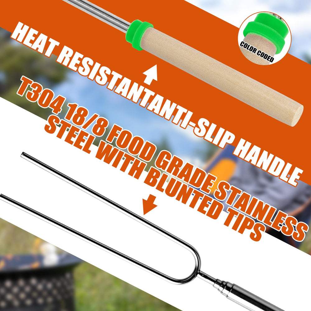 Children using BRIOUT roasting sticks to roast marshmallows