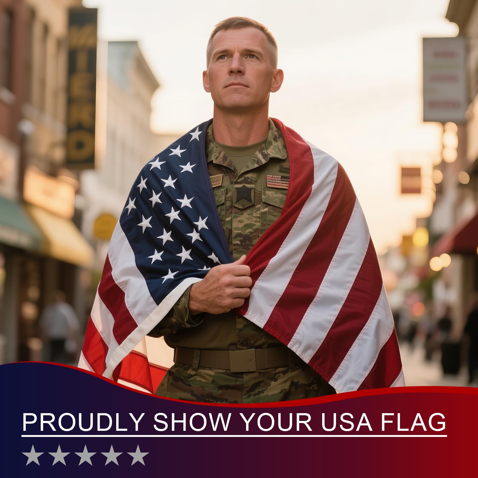 Chillchard American flag in packaging with dimensions