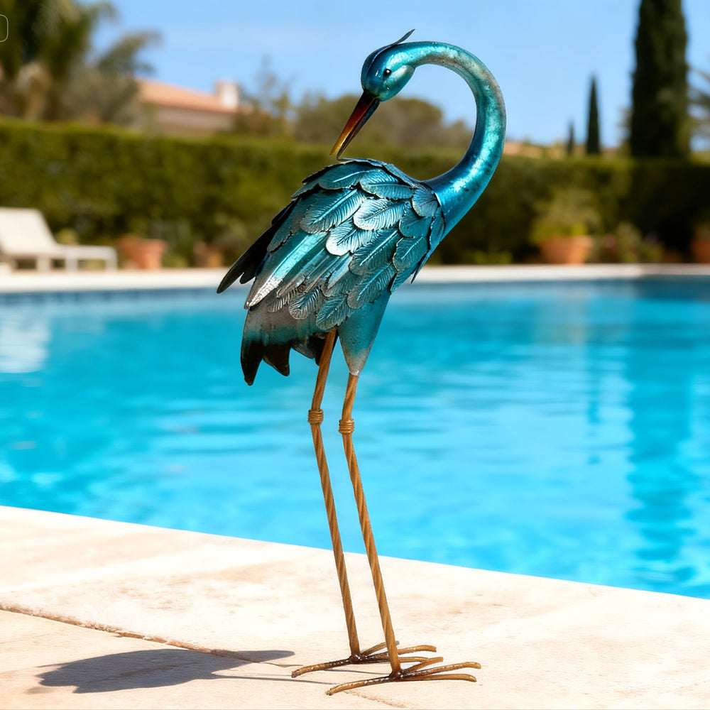 chisheen Crane Garden Statue in outdoor patio decor