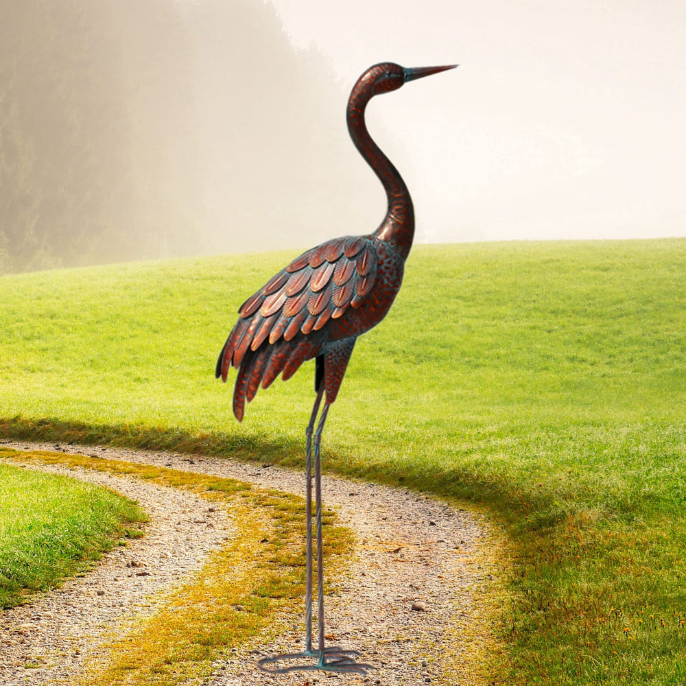 chisheen Outdoor Garden Crane Statue with staple for stability
