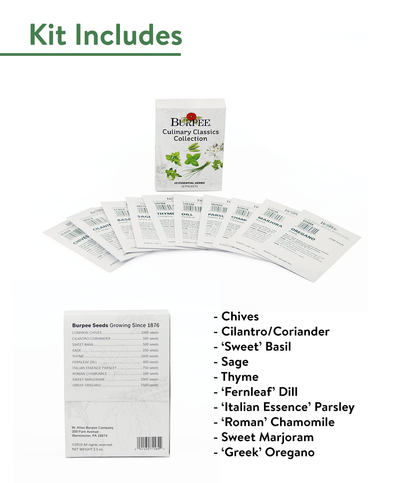 Chives seed packet from Burpee's Culinary Classics Herb Collection