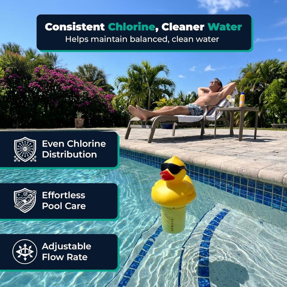Chlorinator tilted to indicate low chlorine tablet level