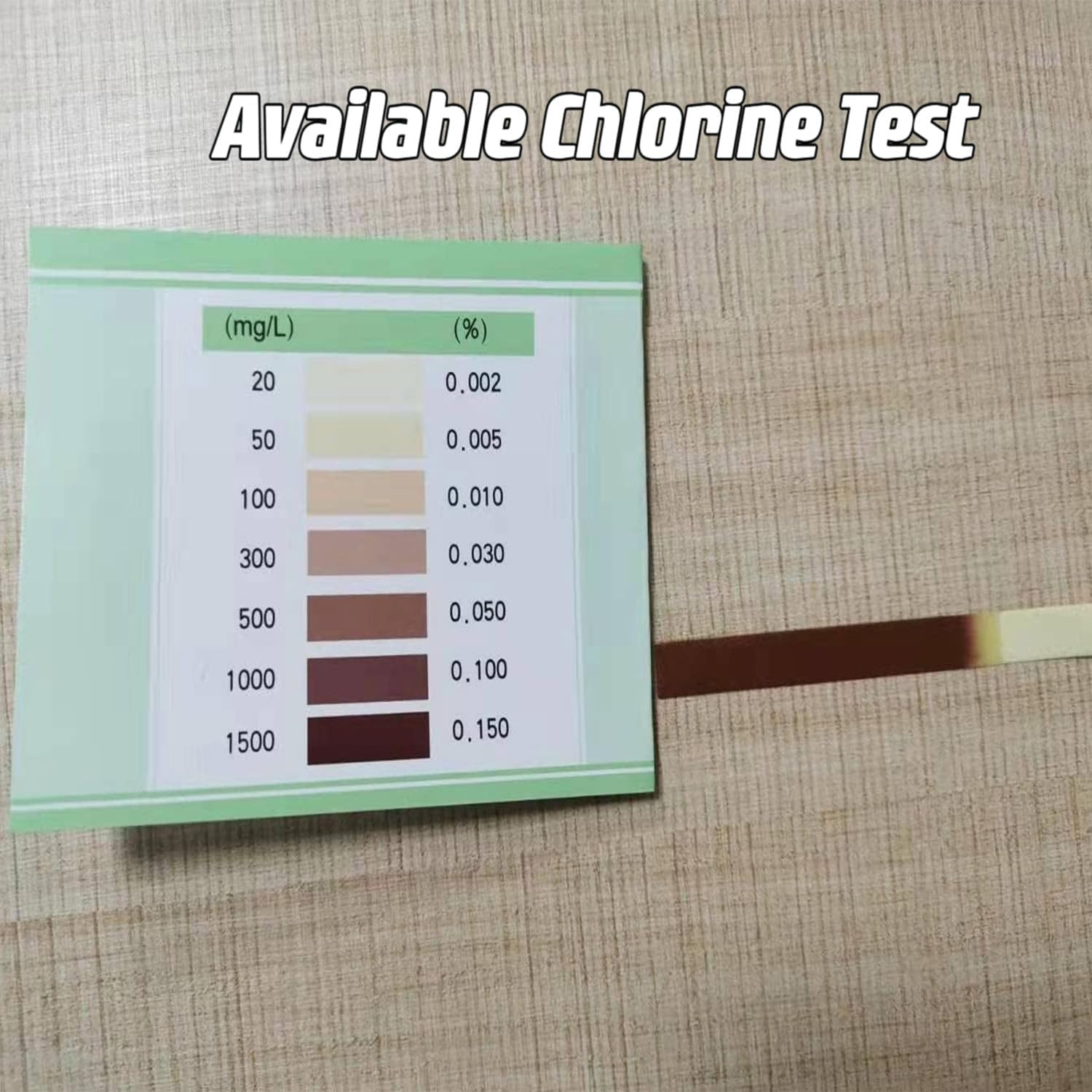 Chlorine testing strips included with PWPAM generator