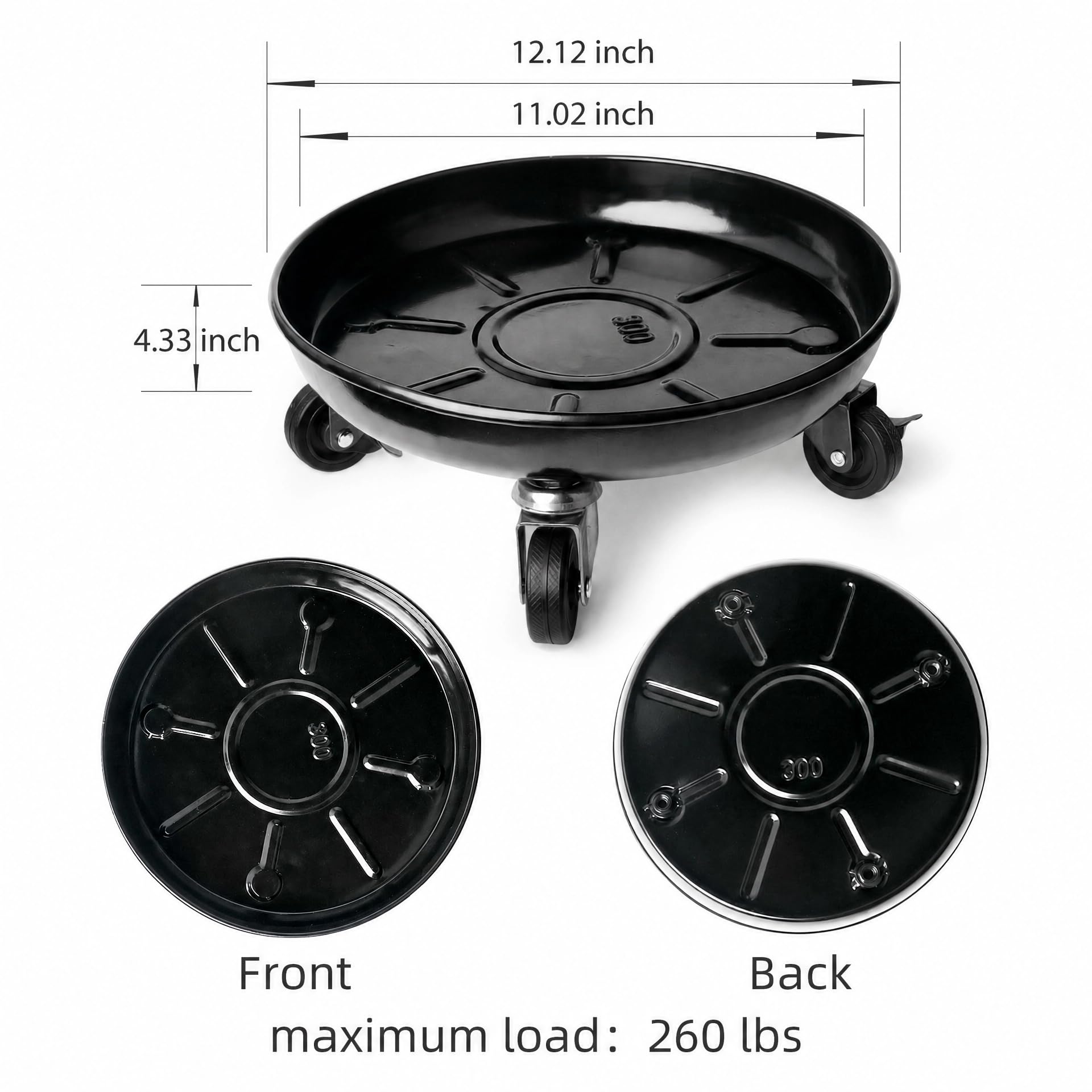 Choclaif Plant Caddy with Wheels side view showing wheels